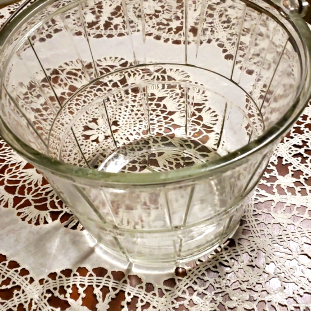 Ice Bucket Vintage Anchor Hocking Clear Glass‎ Bushel Basket - Picture 2 of 10